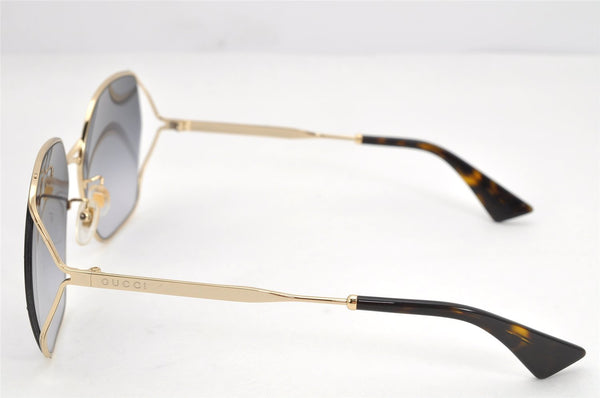 Authentic GUCCI Sunglasses GG 0818SA Titanium Plastic Black Gold 1852K