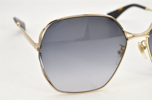 Authentic GUCCI Sunglasses GG 0818SA Titanium Plastic Black Gold 1852K