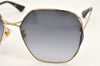 Authentic GUCCI Sunglasses GG 0818SA Titanium Plastic Black Gold 1852K