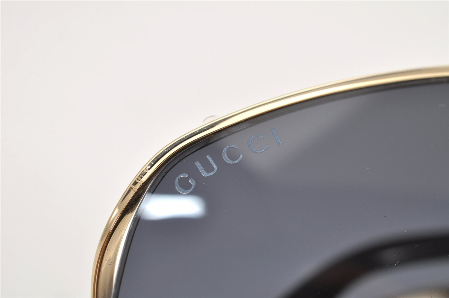 Authentic GUCCI Sunglasses GG 0818SA Titanium Plastic Black Gold 1852K