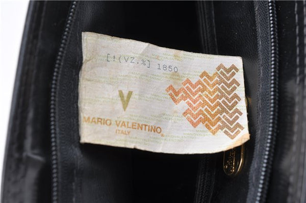 Authentic MARIO VALENTINO Logo Clutch Hand Bag Purse Leather Black 1853G