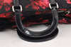 Authentic PRADA Flower Nylon Leather 2Way Hand Tote Bag Black 1853K