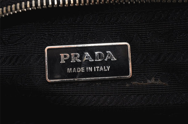 Authentic PRADA Flower Nylon Leather 2Way Hand Tote Bag Black 1853K