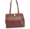 Authentic Salvatore Ferragamo Vara Shoulder Tote Bag Leather Brown SF 1855K