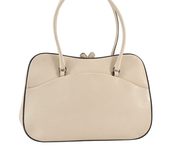 Authentic PRADA Vintage Leather Shoulder Hand Bag White 1856K