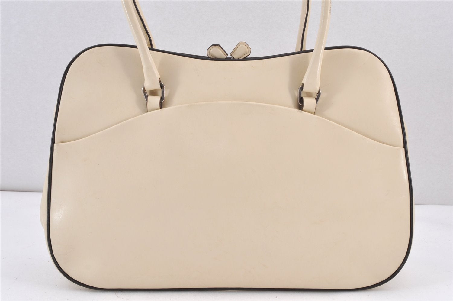 Authentic PRADA Vintage Leather Shoulder Hand Bag White 1856K