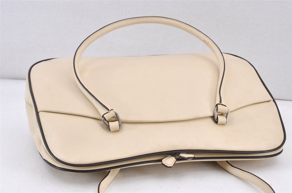 Authentic PRADA Vintage Leather Shoulder Hand Bag White 1856K