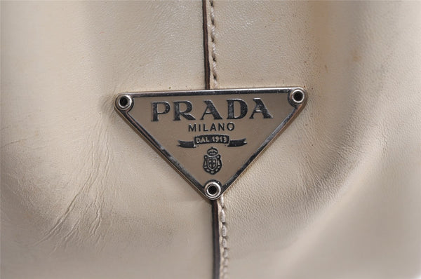 Authentic PRADA Vintage Leather Shoulder Hand Bag White 1856K