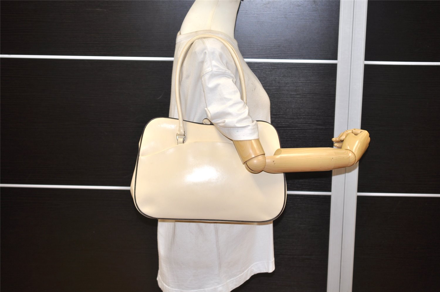 Authentic PRADA Vintage Leather Shoulder Hand Bag White 1856K