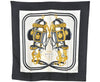 Authentic HERMES Carre 90 Scarf "BRIDES de GALA par" Silk Black 1858J