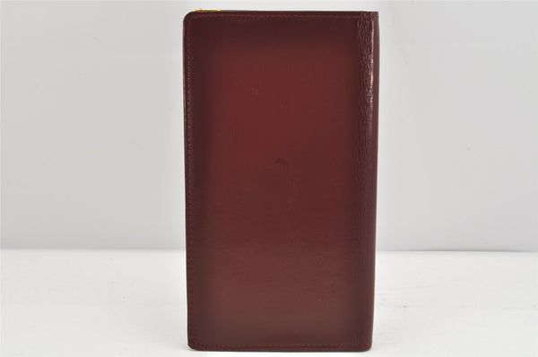 Authentic Cartier Must de Cartier Long Wallet Leather Bordeaux Red Box 1858K