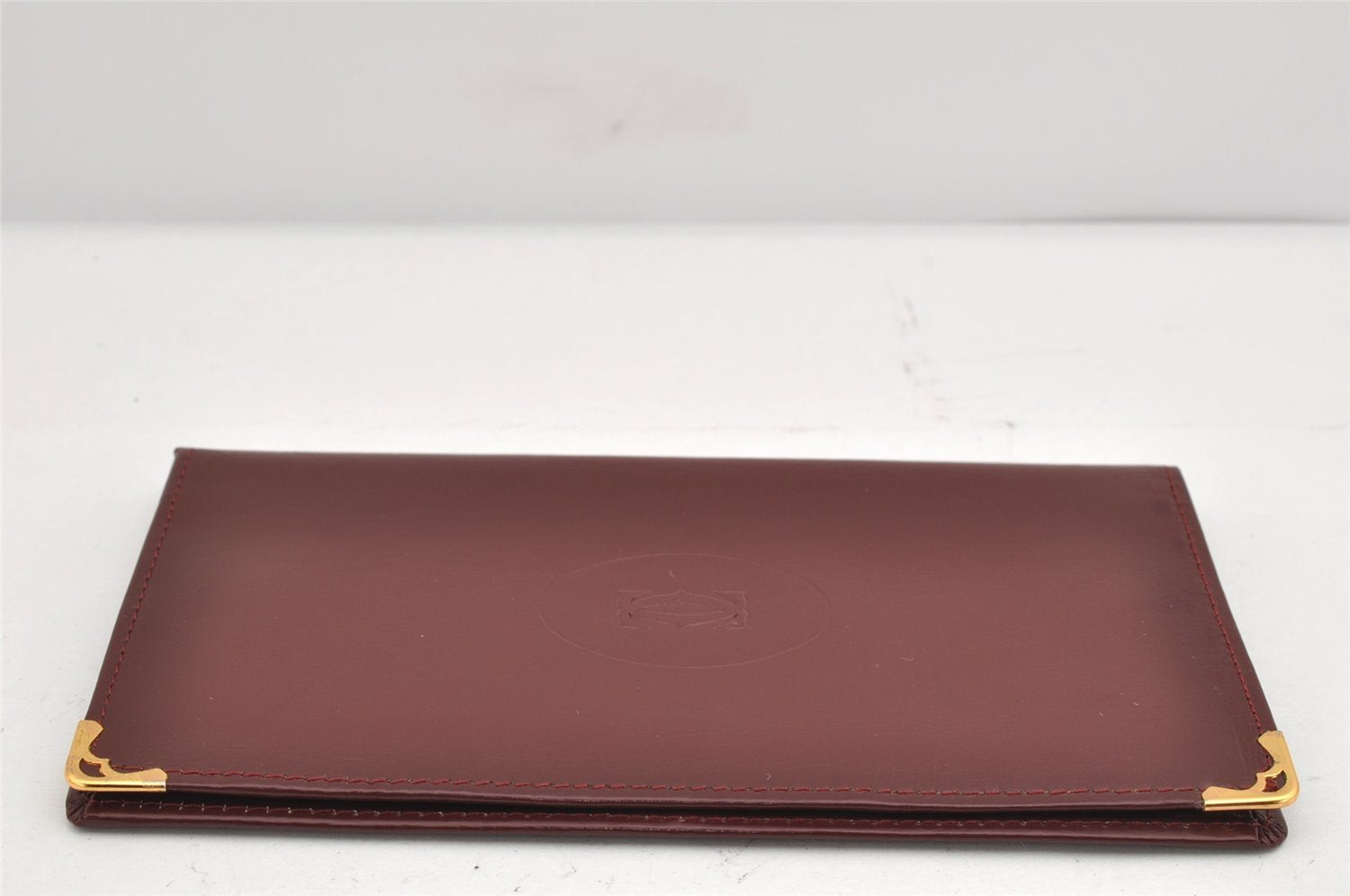 Authentic Cartier Must de Cartier Long Wallet Leather Bordeaux Red Box 1858K