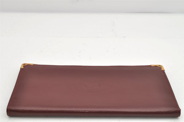 Authentic Cartier Must de Cartier Long Wallet Leather Bordeaux Red Box 1858K