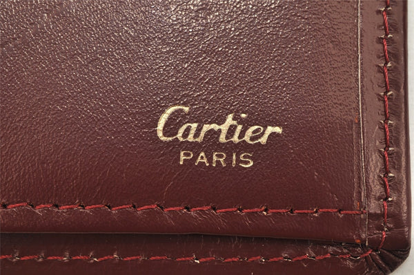 Authentic Cartier Must de Cartier Long Wallet Leather Bordeaux Red Box 1858K