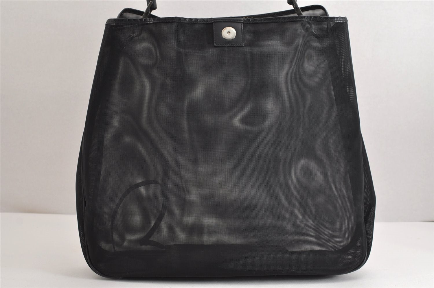 Authentic GUCCI Bamboo Shoulder Hand Bag Nylon Mesh Leather 0013303 Black 1859J