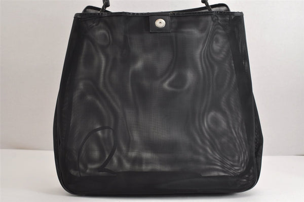 Authentic GUCCI Bamboo Shoulder Hand Bag Nylon Mesh Leather 0013303 Black 1859J