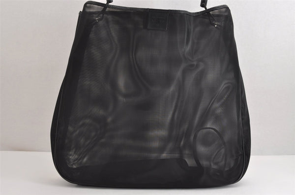 Authentic GUCCI Bamboo Shoulder Hand Bag Nylon Mesh Leather 0013303 Black 1859J