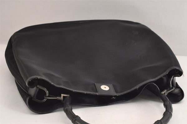 Authentic GUCCI Bamboo Shoulder Hand Bag Nylon Mesh Leather 0013303 Black 1859J