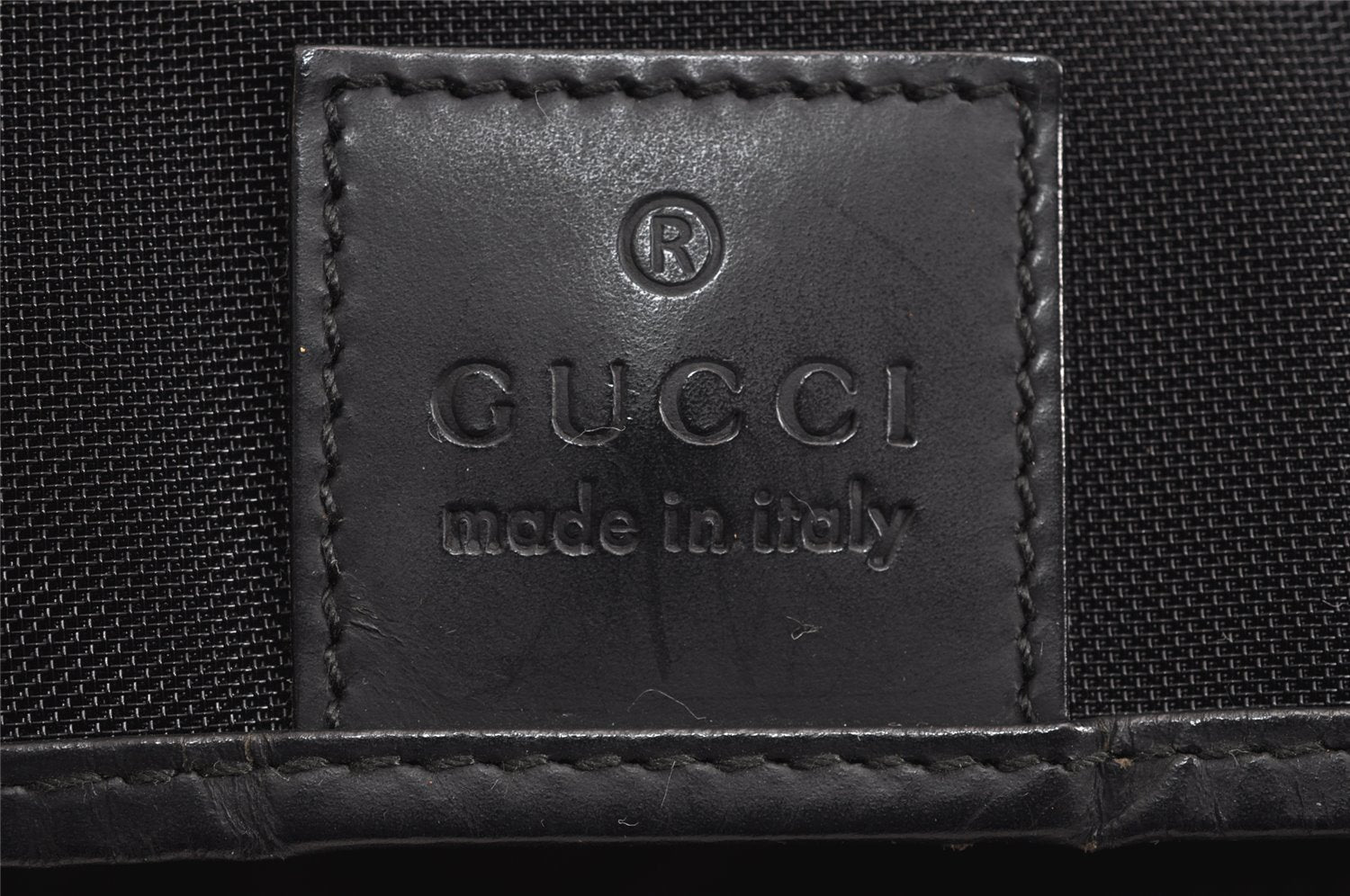 Authentic GUCCI Bamboo Shoulder Hand Bag Nylon Mesh Leather 0013303 Black 1859J