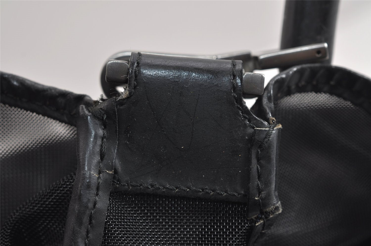 Authentic GUCCI Bamboo Shoulder Hand Bag Nylon Mesh Leather 0013303 Black 1859J