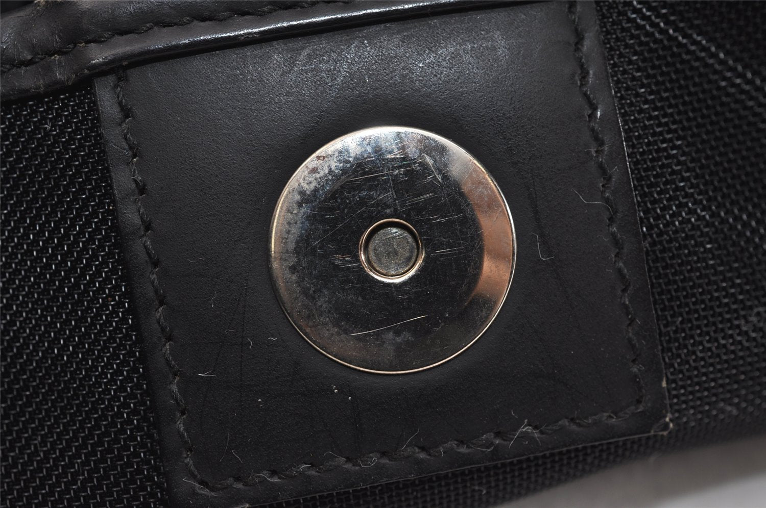 Authentic GUCCI Bamboo Shoulder Hand Bag Nylon Mesh Leather 0013303 Black 1859J