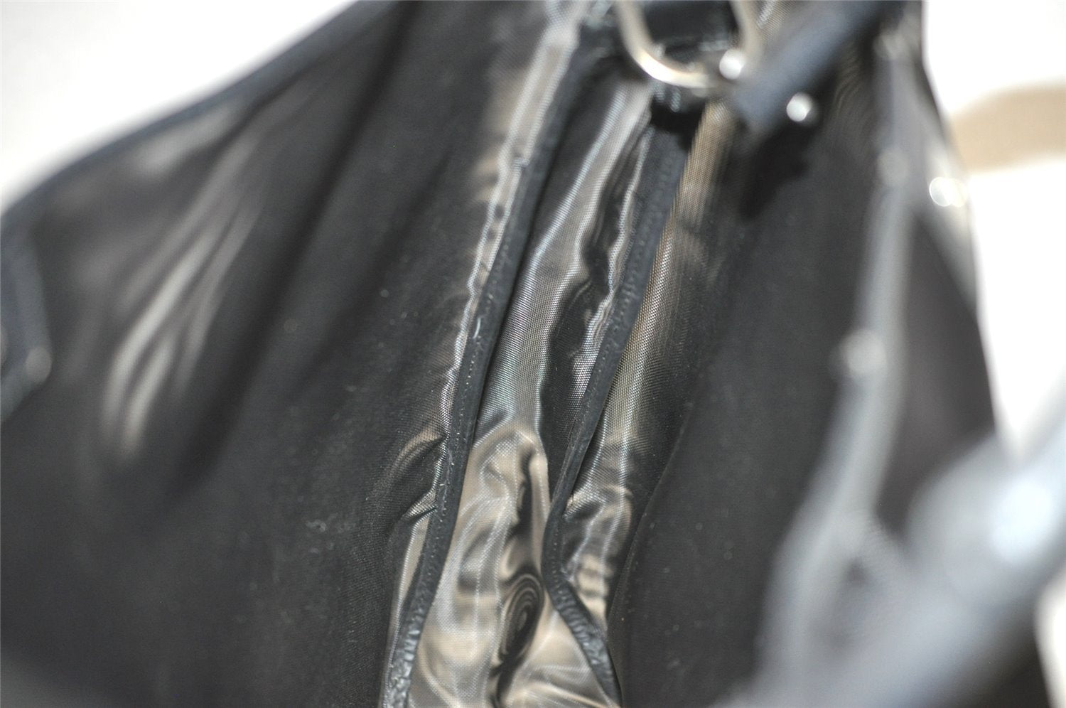 Authentic GUCCI Bamboo Shoulder Hand Bag Nylon Mesh Leather 0013303 Black 1859J