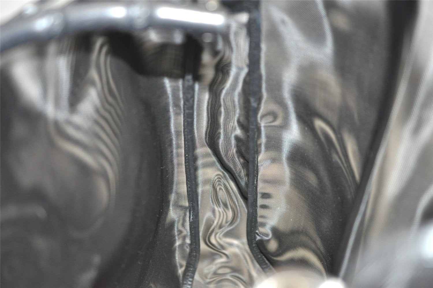 Authentic GUCCI Bamboo Shoulder Hand Bag Nylon Mesh Leather 0013303 Black 1859J