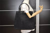 Authentic GUCCI Bamboo Shoulder Hand Bag Nylon Mesh Leather 0013303 Black 1859J
