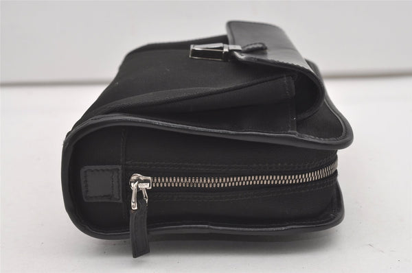 Authentic GUCCI Vintage Clutch Hand Bag Purse Canvas Leather 108844 Black 1860J