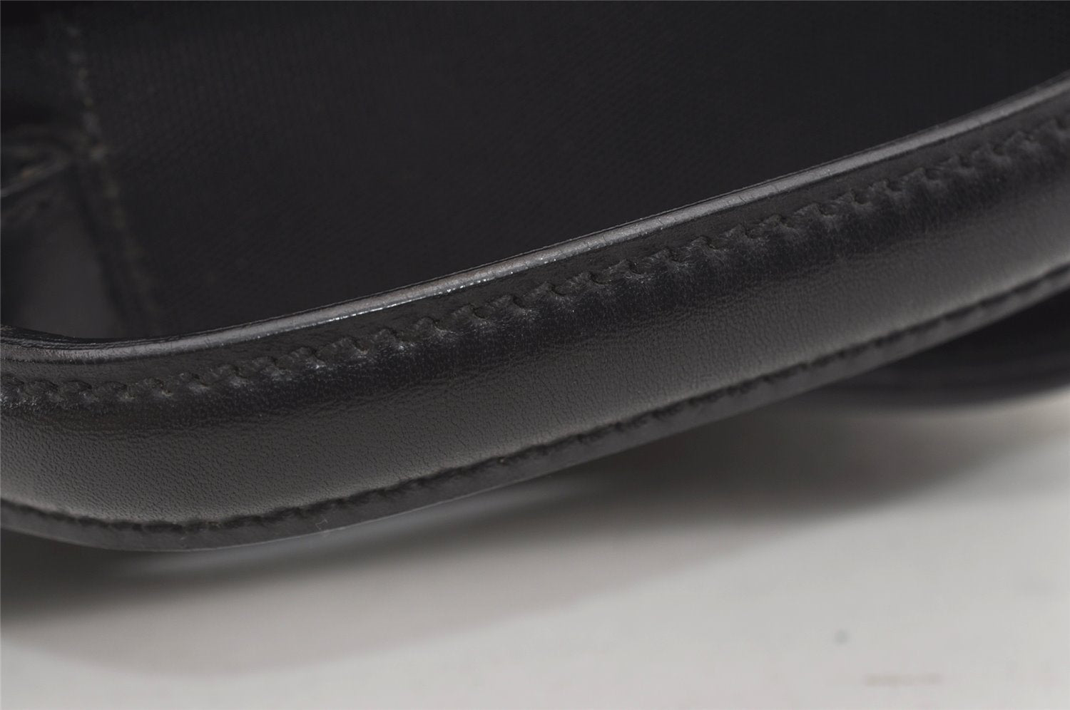 Authentic GUCCI Vintage Clutch Hand Bag Purse Canvas Leather 108844 Black 1860J