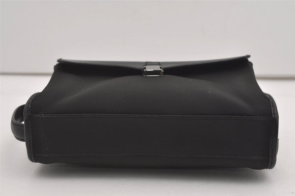 Authentic GUCCI Vintage Clutch Hand Bag Purse Canvas Leather 108844 Black 1860J