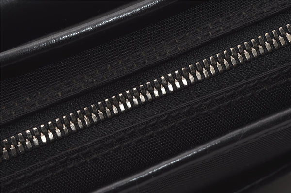 Authentic GUCCI Vintage Clutch Hand Bag Purse Canvas Leather 108844 Black 1860J