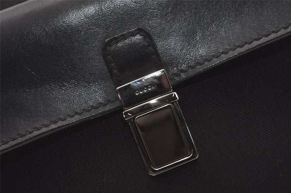 Authentic GUCCI Vintage Clutch Hand Bag Purse Canvas Leather 108844 Black 1860J