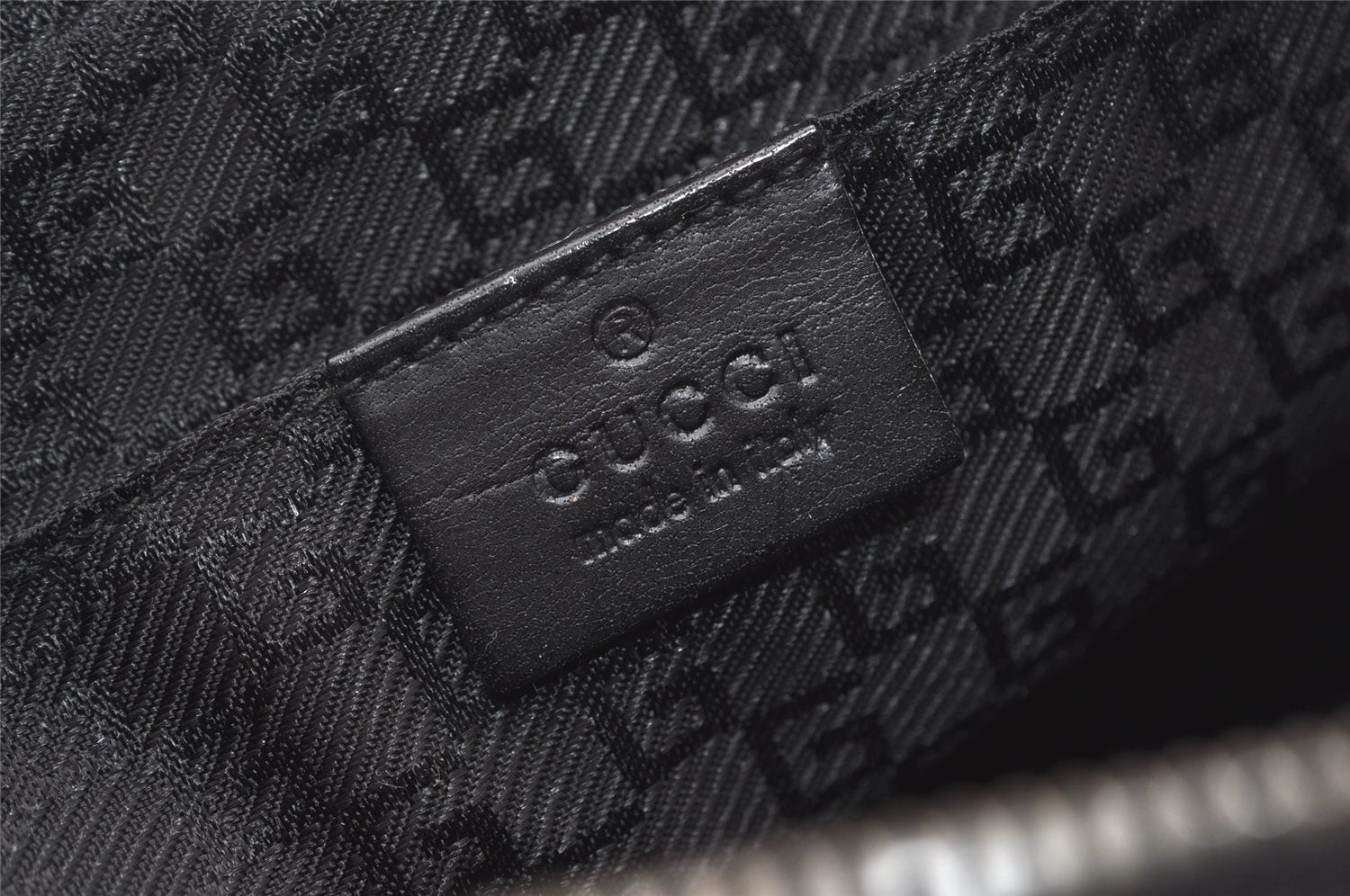 Authentic GUCCI Vintage Clutch Hand Bag Purse Canvas Leather 108844 Black 1860J