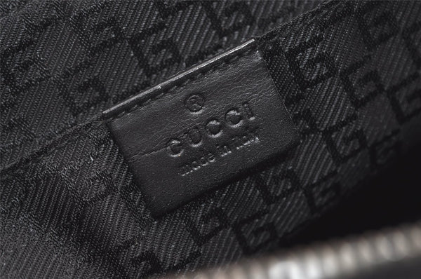 Authentic GUCCI Vintage Clutch Hand Bag Purse Canvas Leather 108844 Black 1860J