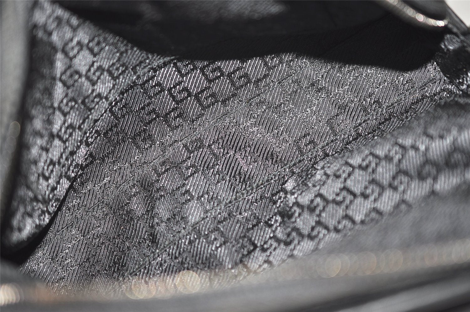 Authentic GUCCI Vintage Clutch Hand Bag Purse Canvas Leather 108844 Black 1860J