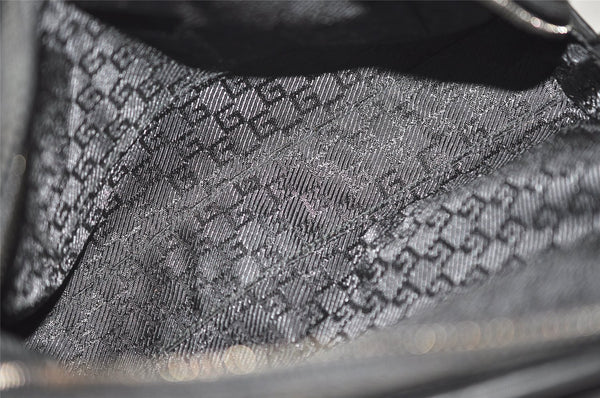 Authentic GUCCI Vintage Clutch Hand Bag Purse Canvas Leather 108844 Black 1860J