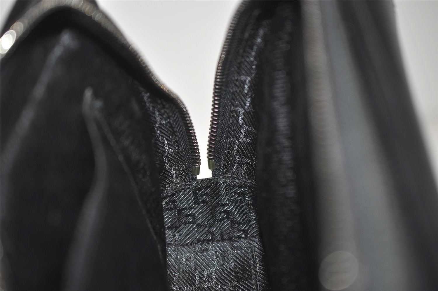 Authentic GUCCI Vintage Clutch Hand Bag Purse Canvas Leather 108844 Black 1860J