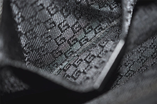 Authentic GUCCI Vintage Clutch Hand Bag Purse Canvas Leather 108844 Black 1860J