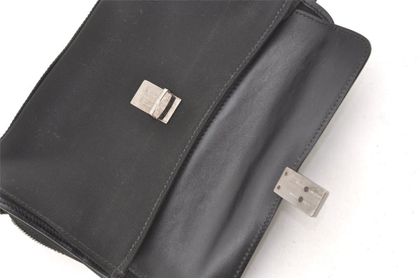 Authentic GUCCI Vintage Clutch Hand Bag Purse Canvas Leather 108844 Black 1860J