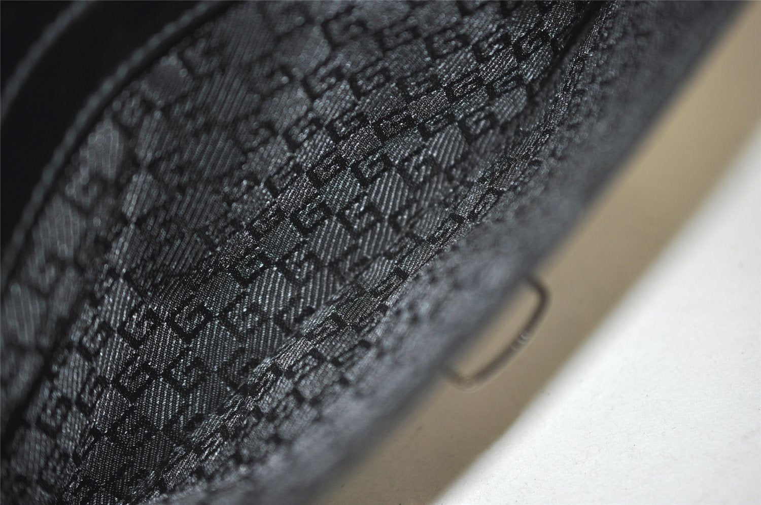 Authentic GUCCI Vintage Clutch Hand Bag Purse Canvas Leather 108844 Black 1860J