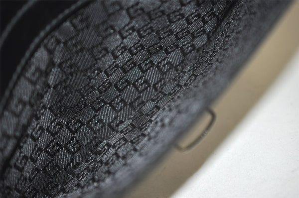 Authentic GUCCI Vintage Clutch Hand Bag Purse Canvas Leather 108844 Black 1860J