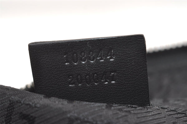 Authentic GUCCI Vintage Clutch Hand Bag Purse Canvas Leather 108844 Black 1860J