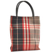 Authentic BURBERRY Vintage Check Tote Hand Bag Canvas Leather Red Beige 1860K