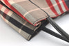 Authentic BURBERRY Vintage Check Tote Hand Bag Canvas Leather Red Beige 1860K