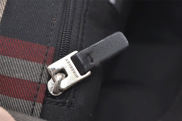 Authentic BURBERRY Vintage Check Tote Hand Bag Canvas Leather Red Beige 1860K