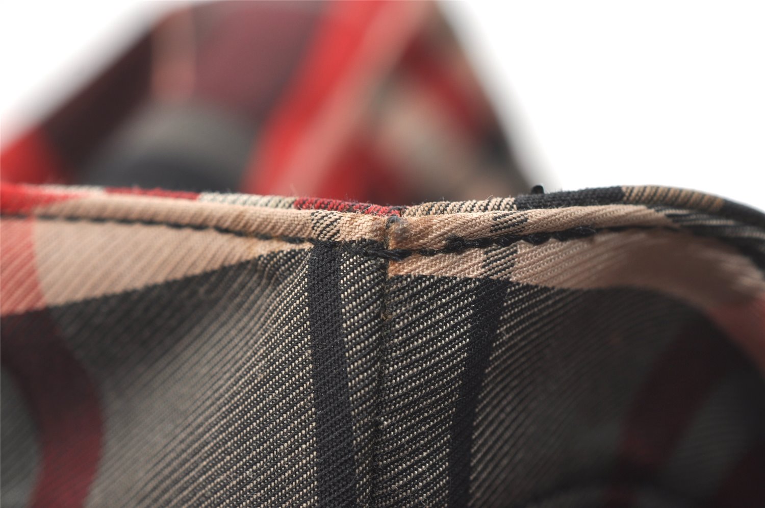 Authentic BURBERRY Vintage Check Tote Hand Bag Canvas Leather Red Beige 1860K