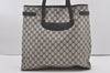Authentic GUCCI Vintage Shoulder Tote Bag GG PVC Leather Navy Blue 1861J