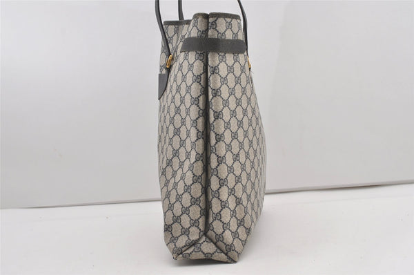 Authentic GUCCI Vintage Shoulder Tote Bag GG PVC Leather Navy Blue 1861J