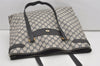 Authentic GUCCI Vintage Shoulder Tote Bag GG PVC Leather Navy Blue 1861J